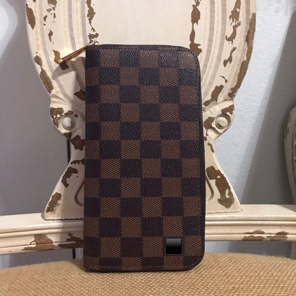 Brown Checkered Wallet